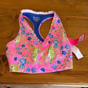 Lilly Pulitzer Pink and Blue Floral Sports Bra